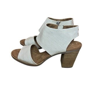 TOMS Majorca City Block Heel Sandals Cream Open Toe Size 9